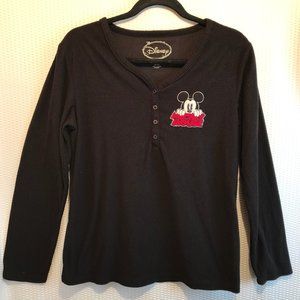 Disney  Mickey Mouse Thermal Waffle Long Sleeve Shirt Size Medium